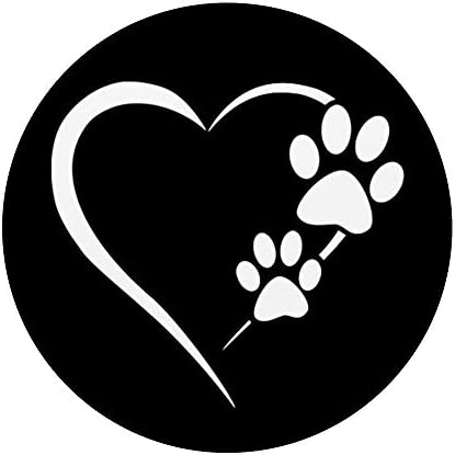 Paw Print Dog Paw Cute Dog Love Heart White Black Dog PopSockets Swappable PopGrip