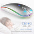 TENMOS Wireless Bluetooth Mouse, LED Slim Dual Mode (Bluetooth 5.1 + USB) 2.4GHz Rechargeable Silent Bluetooth Wireless Mouse with Type C Adapter for Laptop/MacBook/iPad OS 13 and Above (Silver)