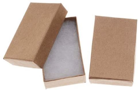 50 Pack Cotton Filled Brown Kraft Color Jewelry Gift and Retail Boxes Jewelry Pendant Earring Necklace Bracelet Gift Packaging Box 2 1/8" x 1 5/8" x 3/4" Inches Size #11-By RJ Displays