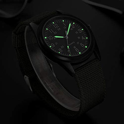 Fashion Nightlight Mens Women Watch Nylon Knitted Sports Leisure Quartz Watch for Army,Nurses,Doctors,Students and Medical Professionals with Second Hand