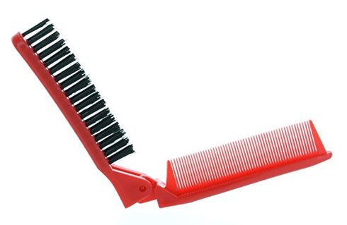 Folding Compact Travel Pocket HAIR BRUSH/COMB, 1 Red 1 White by Le Salon