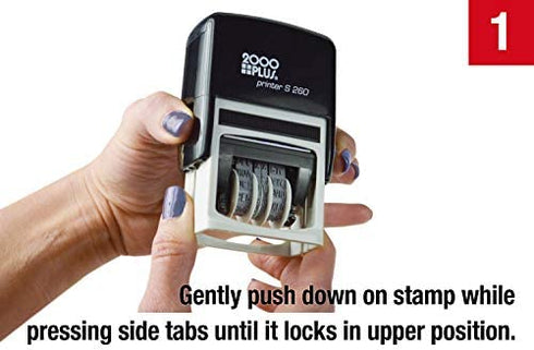 2000 PLUS 4-in-1 Self-Inking E-Message Date Stamp, 1-7/8" x 3/16" Impression, Blue and Red Ink (011098)
