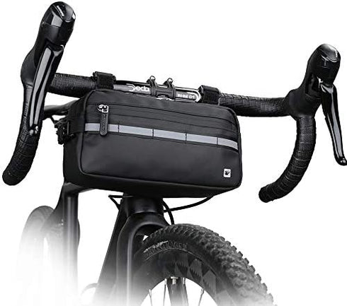 Rhinowalk Bike Bag, Bike Handlebar Bag, WaterproofBike Basket Bicycle Front Bag Shoulder Bag Waist Bag for Sport Bicycle Professional Cycling Accessorie-Black