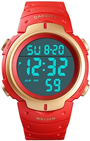 CakCity Mens Digital Sport Military Watches for Men Waterproof 100M with Alarm Stopwatch LED Large Display