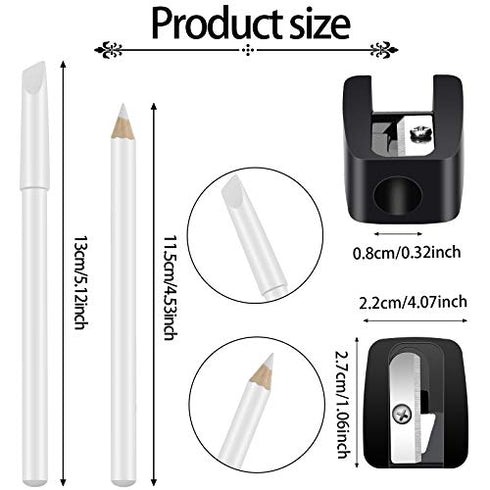2 Pieces White Nail Pencil and Pencil Sharpener Set, 2 In1 Nail Whitening Pencils Under Nail French Fingernail Pencils with Cuticle Pusher and Handheld Pencil Sharpener for DIY Art Manicure Supplies