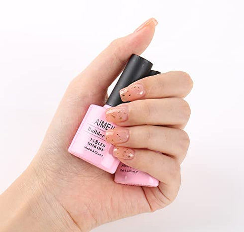 AIMEILI Builder Base Sheer Color Gel, No Need Slip Solution Builder Extension, Soak Off Gel Nail Polish 6pcs X 10ml - Kit Set 34