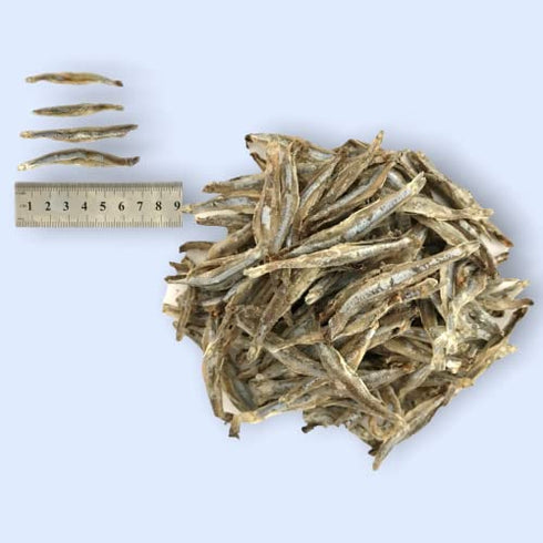 Dried Anchovy Headless Deep-frying as Snack or add flavor to soups, side dish Product of Thailand 3.5 Oz.(100)