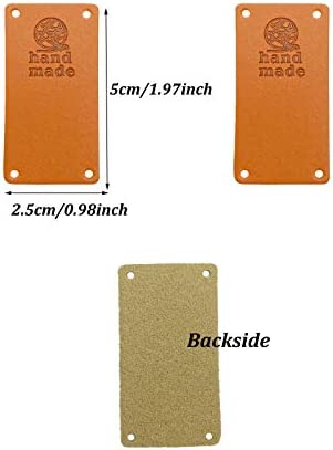 Wenplus 40 Pcs PU Leather Label Handmade Tag Label Handmade Embossed Tag Embellishment Knit DIY Apparel Accessories for Jeans Bags Shoes Hat -Yarn Ball