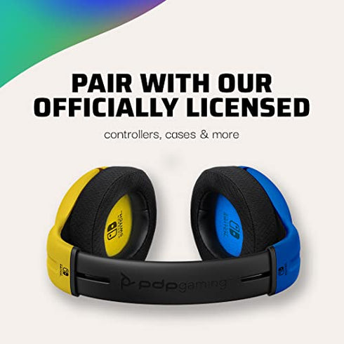 PDP Gaming LVL40 Stereo Headset with Mic for Nintendo Switch - PC, iPad, Mac, Laptop Compatible - Noise Cancelling Microphone, Lightweight, Soft Comfort On Ear Headphones, 3.5mm jack - Yellow & Blue