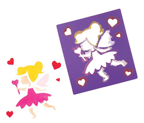 Baker Ross AR939 Washable Fairy Stencils - Pack of 6, Washable Plastic Paint Stencil Set for Kids Arts and Crafts Activities