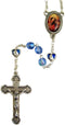 7mm Faceted Blue Plastic Bead Rosary with Silver-Toned Virgin Mary Medals, Lady of Knots Centerpiece and Crucifix, 21 1/4 Inches