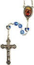 7mm Faceted Blue Plastic Bead Rosary with Silver-Toned Virgin Mary Medals, Lady of Knots Centerpiece and Crucifix, 21 1/4 Inches