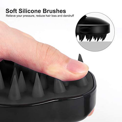HEETA Hair Scalp Massager Shampoo Brush 2 Pack, Soft Silicone Bristles to Remove Dandruff, Waterproof Hair Scrubber for Both Wet Dry Hair, Suitable for Men & Women (Black & Purple)