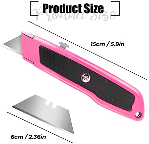 Jetmore 2 Pack Box Cutter Utility Knife, Heavy Duty Box Cutter Knife Razor Knife, Box Cutter Retractable with 10 SK5 Blades, Aluminum Shell Box Knife for Carton, Box, Cardboard