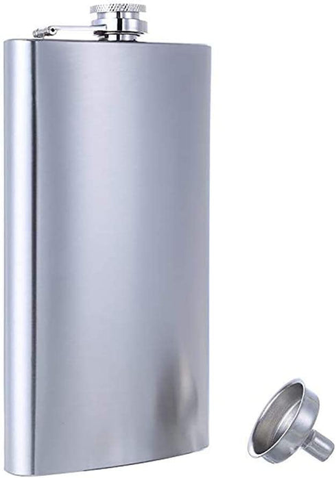 TOX TANEAXON 12 oz Classic Silver Pocket Whiskey Liquor Hip Flask with Funnel and Premium Box - Stainless Steel and Leak Proof