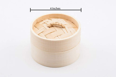 Small Mini Bamboo Steamer Basket for Party Favors, 4 Inches