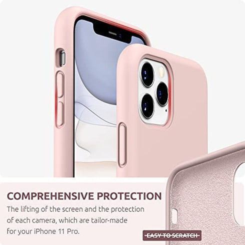 SURPHY Silicone Case Compatible with iPhone 11 Pro Case 5.8 inches, Liquid Silicone Full Body Thickening Design Phone Case (with Microfiber Lining) for 11 Pro 5.8" 2019, Pink