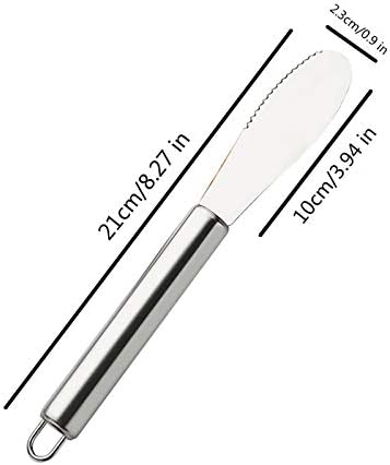 VANRA Wide Butter Spreader Knife Set 4-Piece Stainless Steel Cheese Knife Serrated Edge Sandwich Condiment Jam Bread Cream Knives 7.8-inch