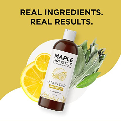 Sulfate Free Shampoo for Oily Hair - Lemon Sage Clarifying Shampoo for Build Up and Oily Scalp Care with Rosemary Essential Oil - Deep Cleansing Rosemary Shampoo for Greasy Hair and Product Build Up