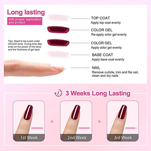 Vishine Nail Gel Polish, 15ml Soak Off Nail Gel Polish Nail Art Manicure Salon DIY at Home Long-lasting - Hot Pink 0.5 OZ