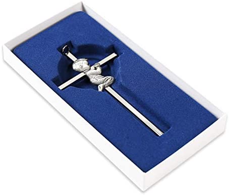 TRULIVA Silver Boy Wall Cross, Blessing Baby Plaque Wall Decor, for First Holy Communion, Baptism Cross for Boy, Birthday, Baby Shower, Christening(Boy)