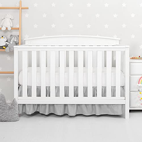TILLYOU Crib Bed Skirt Dust Ruffle, 100% Natural Cotton, Nursery Crib Bedding Accessory Toddler Bedskirt for Baby Boys Girls, 14" Drop, Pale Gray