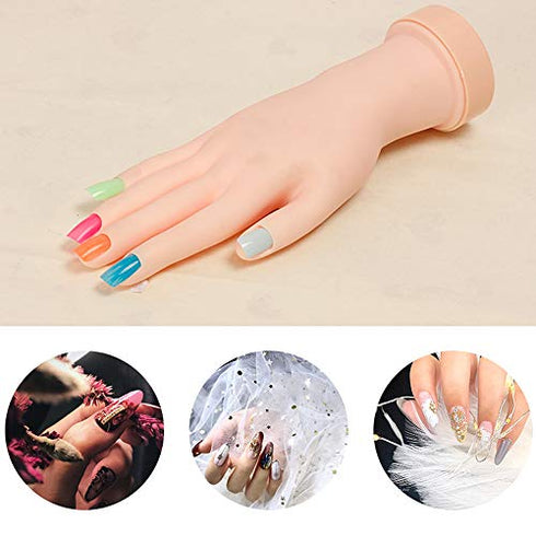 2Pcs Practice Hand for Acrylic Nails, Nail Art Training Hand,Fake Hand for Nails Practice, Flexible Bendable Manicure Hand Practice Tool
