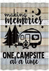 Camper RV Shower Curtains for Bathroom, Farmhouse Camping Fabric Shower Curtain Accessories for Travel Trailers, Happy Camp Decorations Bathroom Set Decor Hooks Included (47" W X 64" H)