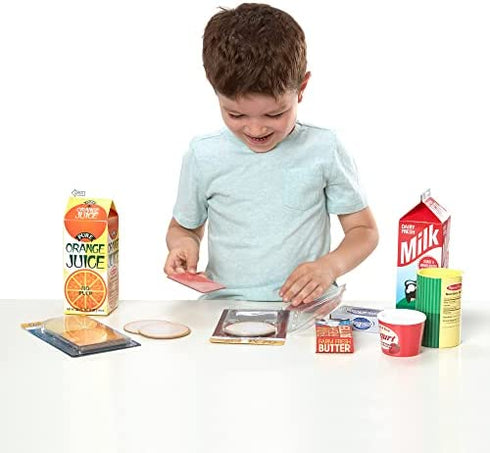 Melissa & Doug Fridge Groceries Play Food Cartons (8 pieces) - Pretend Food, Wooden Toy Groceries, Pretend Play Grocery Shopping For Kids Ages 3+