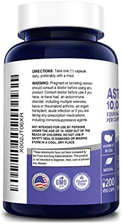 Astragalus 10000 mg Per Caps 200 Veggie Capsules (Vegetarian, Non-GMO & Gluten-Free) Max Strength
