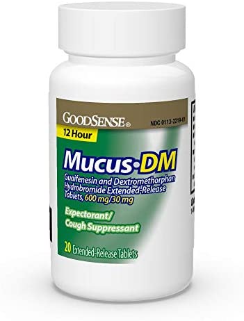 GoodSense Mucus DM Guaifenesin and Dextromethorphan Hydrobromide Extended-Release Tablets, 600 mg/30 mg; Expectorant and Cough Suppressant, 20 Count