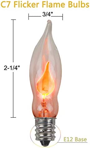 SUNSGNE Christmas Flicker Flame String Lights, 10Ft Amber Flame Lights Outdoor Patio Lights C7 Christmas String Lights for Outdoor Halloween Christmas Decoration- Green Wire