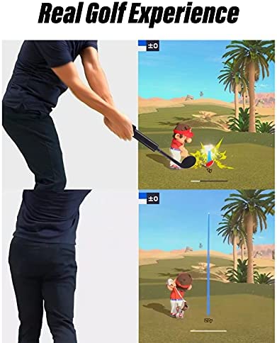 KUNSLUCK Joy-Con Golf Club for Nintendo Switch/Switch OLED, Mario Golf Games Accessories Controller Grip for Mario Golf Super Rush, Black (2 Pack)