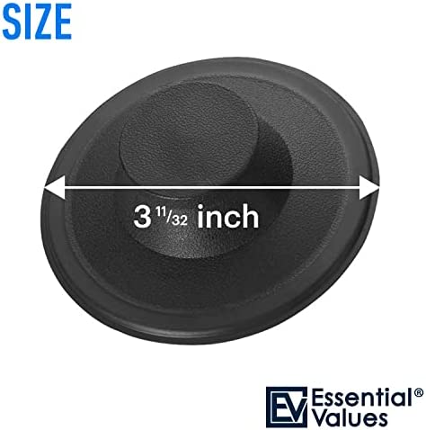 Essential Values Kitchen Sink Stopper (#STP-PL) - Black Plastic Sink Plug Drain Stopper - Replacement Garbage Disposal Stopper | Kitchen Sink Drain for Kohler, Insinkerator, & Waste King
