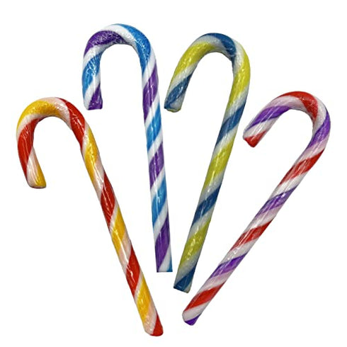 Christmas Candy Canes Suckers, Multicolored Rainbow Fruity Flavor, Individually Wrapped (12-Pack)
