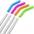 Big Drinking Straws Reusable 14.5" Extra Long 8mm Extra Wide Food-Grade 18/8 Stainless Steel Silicone Elbows Tips for Smoothie Milkshake Cocktail Juice Hot Drinks - Set of 4 + 2 Cleaning Brushes