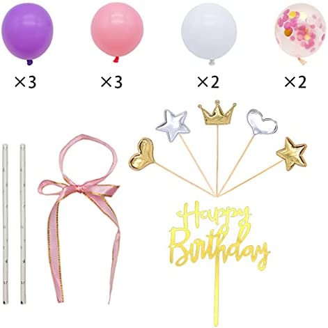 Balloon Birthday Cake Topper Mini Balloon Garland Cake Topper Confetti Acrylic Happy Birthday Cupcake Topper for Birthday Cake Supplies Decorations