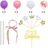 Balloon Birthday Cake Topper Mini Balloon Garland Cake Topper Confetti Acrylic Happy Birthday Cupcake Topper for Birthday Cake Supplies Decorations