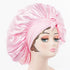 Satin Bonnet Silk Bonnet with Elastic Tie Band Adjustable Straps Hair Bonnet Jumbo Size for Sleeping Satin Bonnet Stretchy Tie Band for Women Long Curly Braid Hair (Pink)