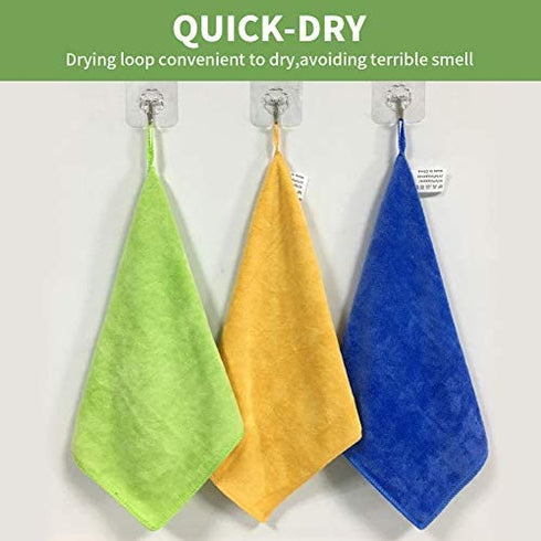 SURPRISE PIE Microfiber Cleaning Cloths 400 GSM Thick Soft Lint Free 12"x12" 6 Pack Green Blue and Orange Reusable Kitchen Towels Dust Cloth Rags for Window Car House Boat Furniture