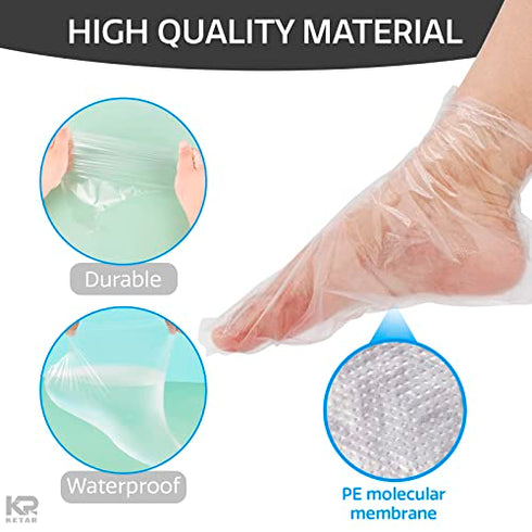 Feet Covers Disposable Moisturizer Socks - 200 Pcs Foot Moisturizing Socks Plastic Socks Pedicure Foot Spa Socks for Women - Feet Wax Paraffin Medicated Socks Wax Feet Care Paraffin Bath Foot Socks