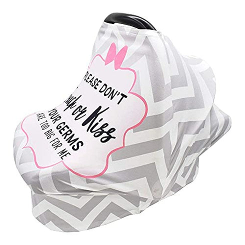 Baby Car Seat Covers, No Touching Sign Car seat Canopy, Infant Stroller Covers for Newborn Girl Boy, Multiuse Nursing Covers for Breastfeeding, Ultra-Soft Breathable, Nursing Scarf, Wavy