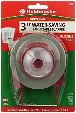 Fluidmaster 5403 Water-Saving Long Life Toilet Flapper for 3-Inch Flush Valves, Adjustable Solid Frame Design, Easy Install (Red)