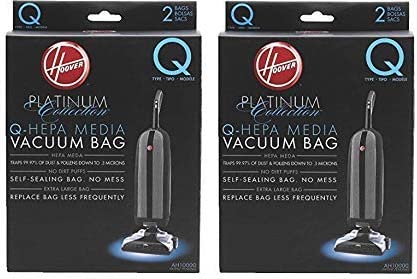Hoover AH10000 Platinum Type-Q HEPA Vacuum Bag, Two 2-Packs: Total 4 Bags (4 Bags)