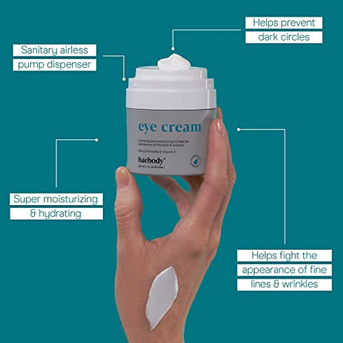 Baebody Eye Cream with Rosehip and Hibiscus to Reduce Puffiness and Dark Circles while Improving Elasticity, 1.7 Ounces