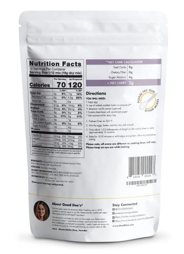 Good Dees Low Carb Baking Mix, Sugar Cookie Mix, Keto Baking Mix, No Sugar Added, Dairy-Free, Gluten Free, Soy-Free, Diabetic, Atkins & WW Friendly - (2g Net Carbs, 12 Servings (Sugar)