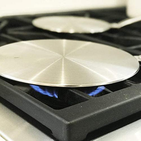 RAINBEAN 7.5Inch Heat Diffuser Simmer Ring Plate, Stainless Steel with Stainless Handle, Induction Adapter Plate for Gas Stove Glass Cooktop Converter, Flame Guard Induction Hob Pans