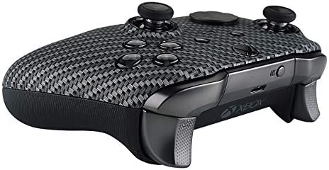 eXtremeRate Black Silver Carbon Fiber Faceplate Cover, Soft Touch Front Housing Shell Case Replacement Kit for Xbox One Elite Series 2, Xbox Elite 2 Core Controller Model 1797 - Accent Rings Included