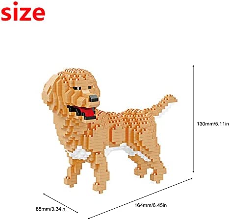 Larcele Micro Building Blocks Animal Set, DIY Mini 3D Building Toy Bricks,824 Pieces KLJM-05(Golden Retriever)