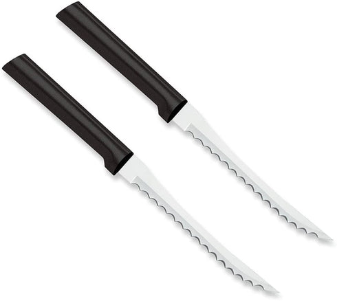 Rada MFG Tomato Slicing Knife Blade With Black Stainless Steel Resin Handles Made in the USA, 8-7/8 Inches, 2 Pack